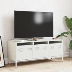 Szafka RTV, biała, 101,5x39x43,5 cm, stal walcowana na zimno