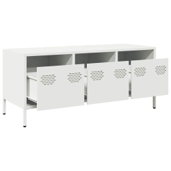 Szafka RTV, biała, 101,5x39x43,5 cm, stal walcowana na zimno