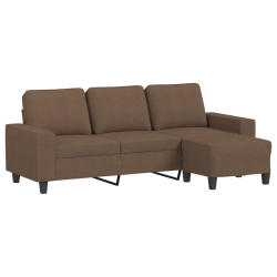 3-osobowa sofa z podnóżkiem, brązowy, 180 cm, tkaniną