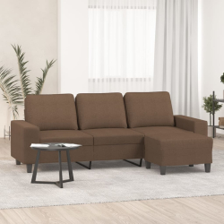 3-osobowa sofa z podnóżkiem, brązowy, 180 cm, tkaniną