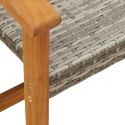 Ławka ogrodowa, szara, 112 cm, polirattan i drewno akacjowe