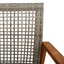 Ławka ogrodowa, szara, 112 cm, polirattan i drewno akacjowe