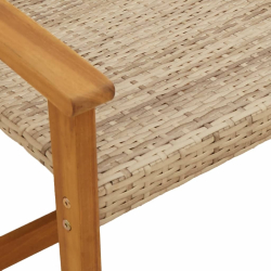 Ławka ogrodowa, beżowa, 112 cm, polirattan i drewno akacjowe