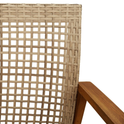 Ławka ogrodowa, beżowa, 112 cm, polirattan i drewno akacjowe