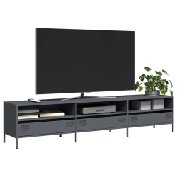 Szafka RTV, czarna, 202x39x43,5 cm, stal walcowana na zimno