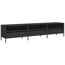 Szafka RTV, czarna, 202x39x43,5 cm, stal walcowana na zimno