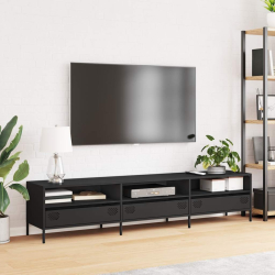 Szafka RTV, czarna, 202x39x43,5 cm, stal walcowana na zimno