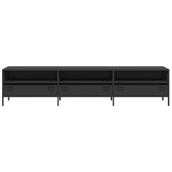 Szafka RTV, czarna, 202x39x43,5 cm, stal walcowana na zimno