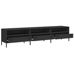 Szafka RTV, czarna, 202x39x43,5 cm, stal walcowana na zimno