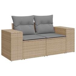 5-cz. zestaw mebli z poduszkami, beżowy, rattan PE i akacja