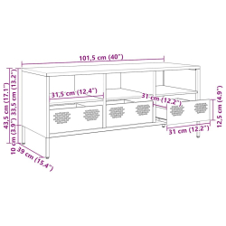 Szafka RTV, żółta, 101,5x39x43,5 cm, stal walcowana na zimno