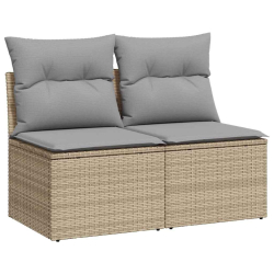 4-cz. sofa ogrodowa z poduszkami, beżowy, rattan PE i akacja