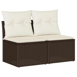 4-cz sofa ogrodowa z poduszkami, brązowy rattan PE i akacja