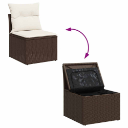 4-cz sofa ogrodowa z poduszkami, brązowy rattan PE i akacja