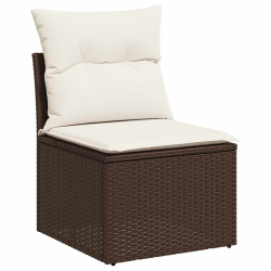 4-cz sofa ogrodowa z poduszkami, brązowy rattan PE i akacja