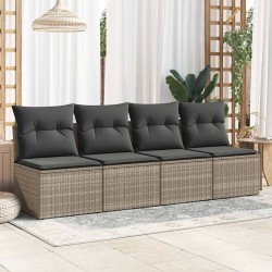 4-cz. sofa ogrodowa z poduszkami, szary, rattan PE i akacja