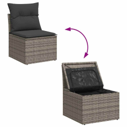 4-cz. sofa ogrodowa z poduszkami, szary, rattan PE i akacja