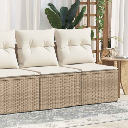 4-cz. sofa ogrodowa z poduszkami, beżowy, rattan PE i akacja