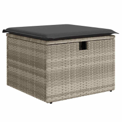 2-cz sofa ogrodowa z poduszkami, jasnoszary, rattan PE i akacja