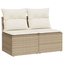 4-cz. sofa ogrodowa z poduszkami, beżowy, rattan PE i akacja