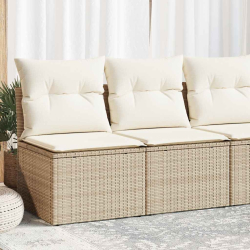 4-cz. sofa ogrodowa z poduszkami, beżowy, rattan PE i akacja