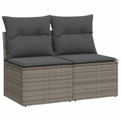 4-cz. sofa ogrodowa z poduszkami, szary, rattan PE i akacja