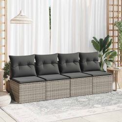 4-cz. sofa ogrodowa z poduszkami, szary, rattan PE i akacja