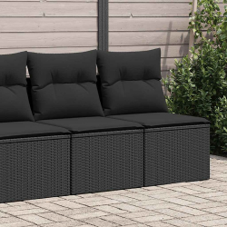 4-cz. sofa ogrodowa z poduszkami, czarny rattan PE i akacja