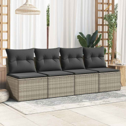 4-cz sofa ogrodowa z poduszkami, jasnoszary, rattan PE i akacja