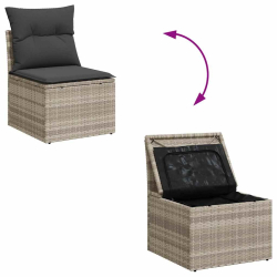 4-cz sofa ogrodowa z poduszkami, jasnoszary, rattan PE i akacja
