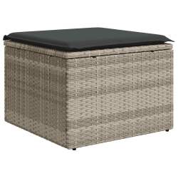 2-cz sofa ogrodowa z poduszkami, jasnoszary, rattan PE i akacja