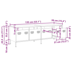 Szafka RTV, różowa, 135x39x43,5 cm, stal walcowana na zimno