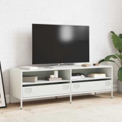 Szafka RTV, biała, 135x39x43,5 cm, stal walcowana na zimno