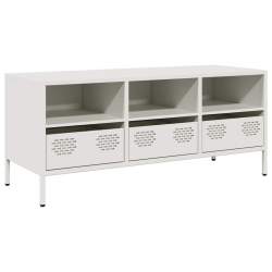 Szafka RTV, biała, 101,5x39x43,5 cm, stal walcowana na zimno