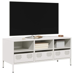 Szafka RTV, biała, 101,5x39x43,5 cm, stal walcowana na zimno