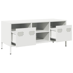 Szafka RTV, biała, 101,5x39x43,5 cm, stal walcowana na zimno
