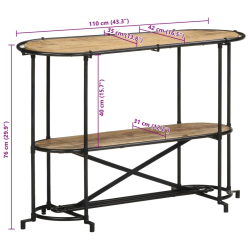 Stolik konsolowy, 110x42x76 cm, lite surowe drewno mango