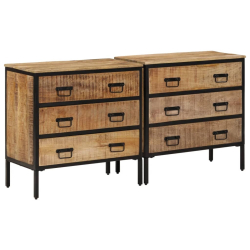 Szafki, 2 szt., 70x35x70 cm, lite surowe drewno mango