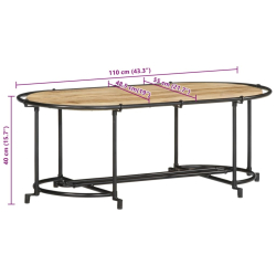 Stolik kawowy, 110x55x40 cm, lite surowe drewno mango