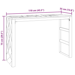 Stolik konsolowy, 110x35x75 cm, lite drewno tekowe