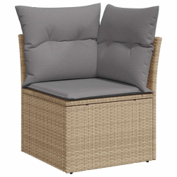4-cz. sofa ogrodowa z poduszkami, beżowy, rattan PE i akacja
