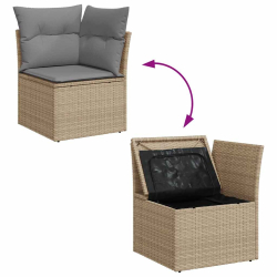 4-cz. sofa ogrodowa z poduszkami, beżowy, rattan PE i akacja