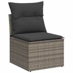 4-cz. sofa ogrodowa z poduszkami, szary, rattan PE i akacja