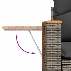4-cz. sofa ogrodowa z poduszkami, szary, rattan PE i akacja