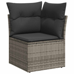 4-cz. sofa ogrodowa z poduszkami, szary, rattan PE i akacja