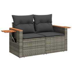4-cz. sofa ogrodowa z poduszkami, szary, rattan PE i akacja