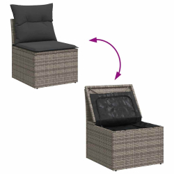 4-cz. sofa ogrodowa z poduszkami, szary, rattan PE i akacja