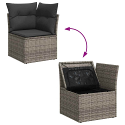 4-cz. sofa ogrodowa z poduszkami, szary, rattan PE i akacja