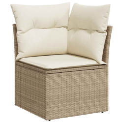 4-cz. sofa ogrodowa z poduszkami, beżowy, rattan PE i akacja