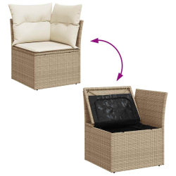 4-cz. sofa ogrodowa z poduszkami, beżowy, rattan PE i akacja